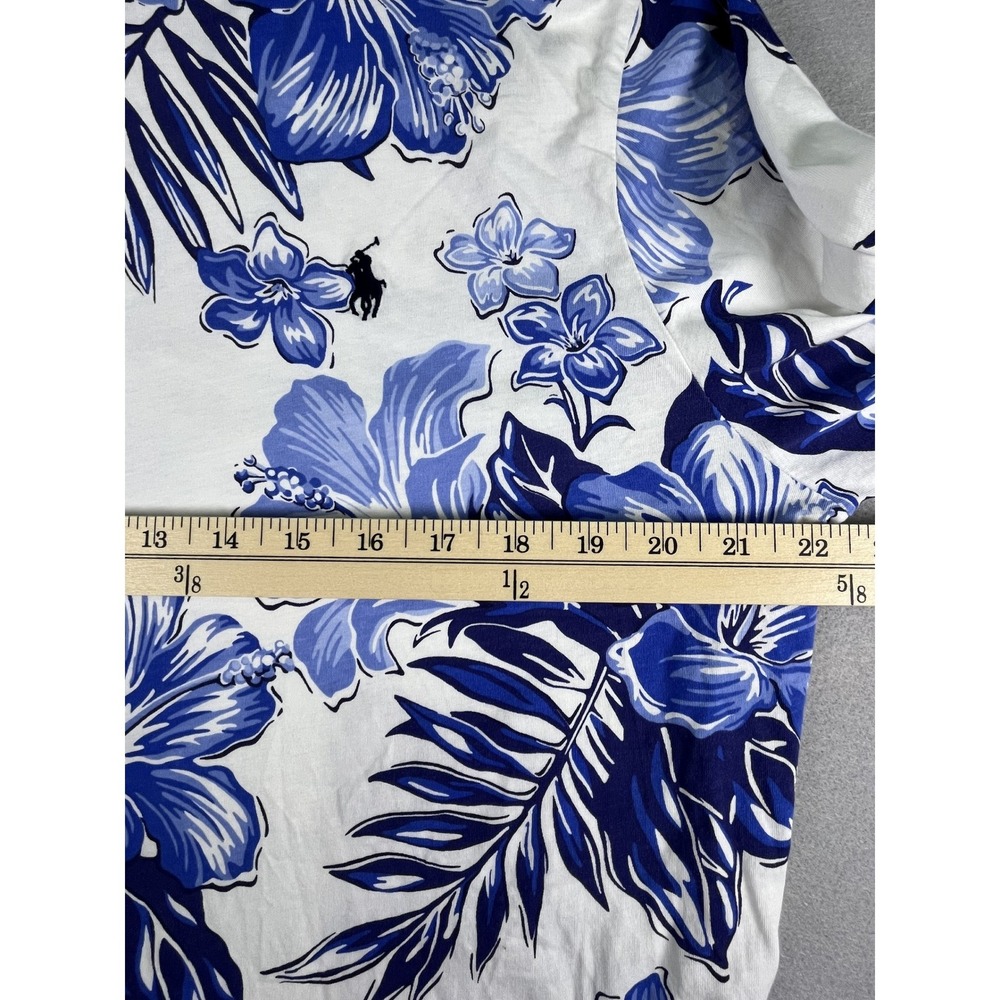 Polo Ralph Lauren Hoodie Women L Blue Floral Tropical Hibiscus Cotton Pullover - Picture 6 of 8